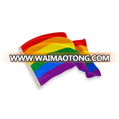 custom 3x5 FT Polyester Rainbow Pride LGBT Flag with 2 Grommets