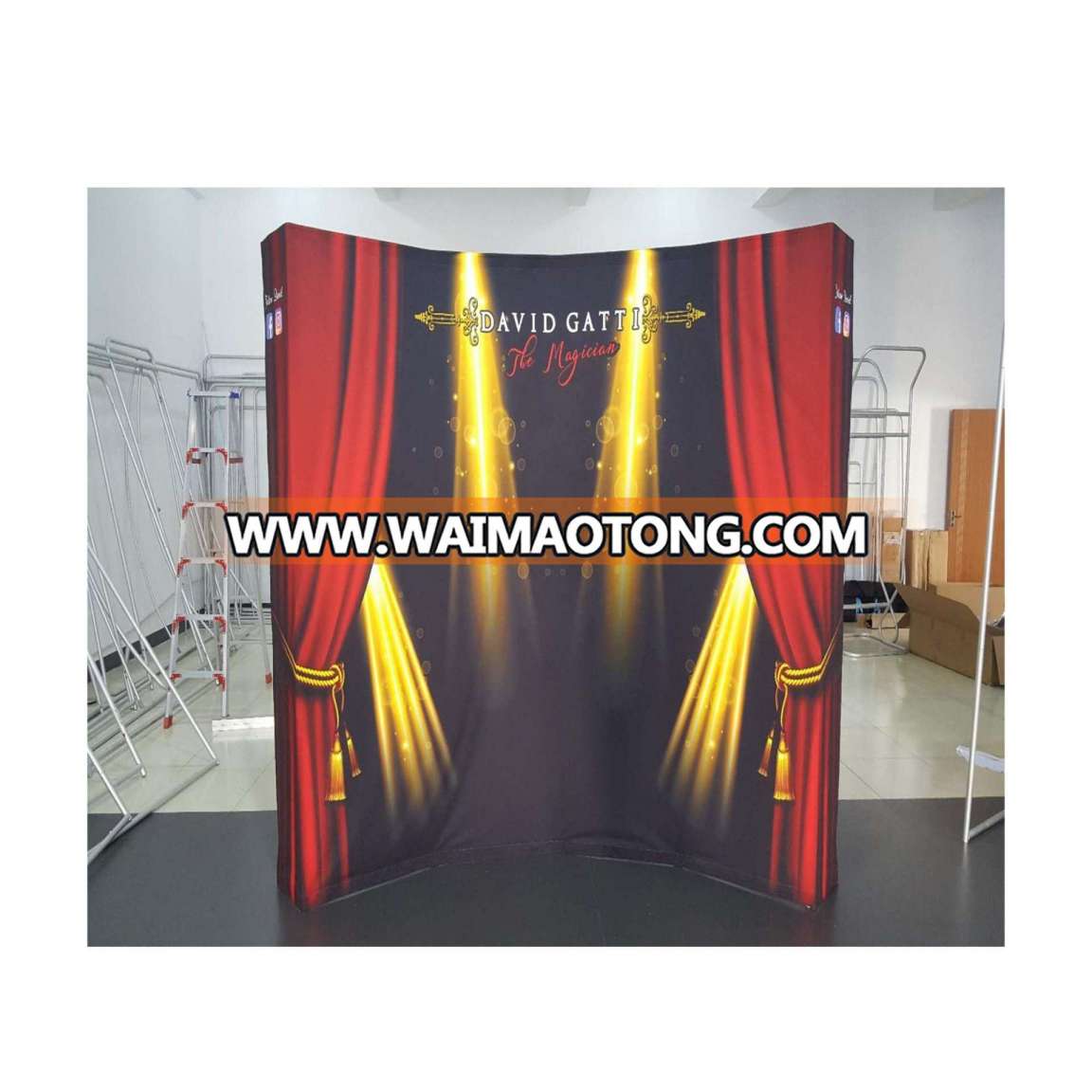 10 ft  Hook and loop   Fabric Pop Up Curved Frame  Display With Endcaps